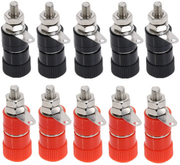 5Pcs 4mm Red&Black Banana Socket Professional Binding Post Nut Banana Plug Jack Connector Nickel Plated