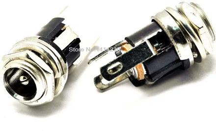 5Pcs 5.5-2.5MM 5.5 * 2.5 DC Socket With Nut DC Power Jack Socket Female Panel Mount Connector