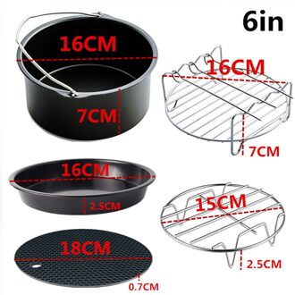 5Pcs 6/7 Inch Lucht Friteuse Accessoires Cake Pizza Kooi Dampende Frame Grill Isolatie Pad Voor Alle Airfryer 3.7 4.2 5.3 5.8QT 6 duim