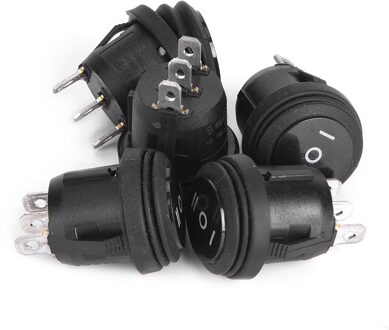 5Pcs 6A 250V 10A 125V On/Off/On 3 Positie 3 Pin Mini Ronde Rocker schakelaar Zwart