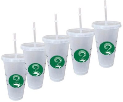 5Pcs 710Ml 24Oz Glitter Flash Shiny Stro Cup Kleur Veranderende Plastic Tumbler Koffiekopje Met Deksel Hoge capaciteit Stro Cup 5stk transparant