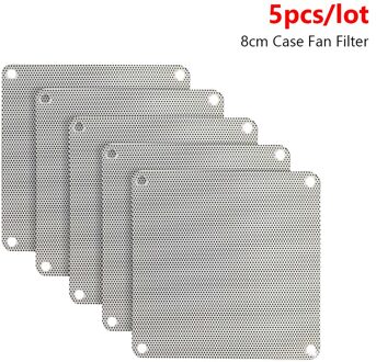 5Pcs 80Mm 90Mm 120Mm 140Mm Pvc Fan Stoffilter Zwart Wit Pc Stofdicht Case Cuttable computer Mesh Cover Computer Koeler Cover 80MM wit