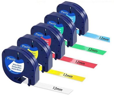 5Pcs 91201 12Mm Compatibel Voor Dymo Letratag Tape Plastic Label Tape Zelfklevende Tape Gemengde Kleur Tape voor Dymo Letratag Label