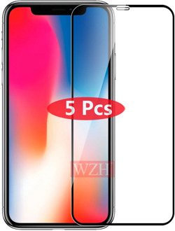 5Pcs 9H Full Cover Tempered Glass For iPhone 11 Pro Max X XS Max XR 6 6s 7 8 Plus SE 2020 Screen Protector Protective Glass Case