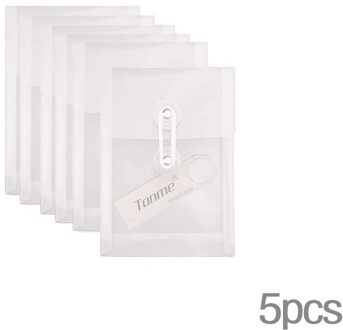 5Pcs A6 Transparant Bestand Document Bag Pouch Plastic Envelop Mini Organizer Met Button & String Tie Sluiting Top- 5 pack