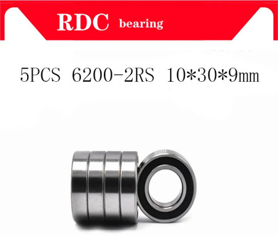 5PCS ABEC-5 6200 2RS 6200RS 6200-2RS 6200 RS 10x30X9 mm Miniature double Rubber seal High quality Deep Groove Ball Bearing EMQ