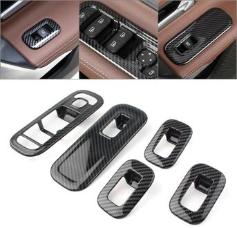5Pcs Abs Auto Deur Raam Schakelaar Cover Versieringen Set Carbon Fiber Styling Voor Mercedes Benz W177 A-Klasse a200 A220 A250 Lhd koolstofvezel Look