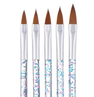 5Pcs Acryl Uv Gel Nail Art Builder Brush Pen Set Nail Art Brush Schilderij Tekening Borstel Manicure 10stk