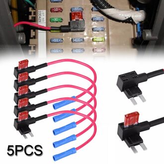 5Pcs Add-A-Circuit Fuse Tap Adapter Mini Blade Zekering Houder Case Met 5 Auto Zekeringen Automotive circuit Bescherming Accessoires