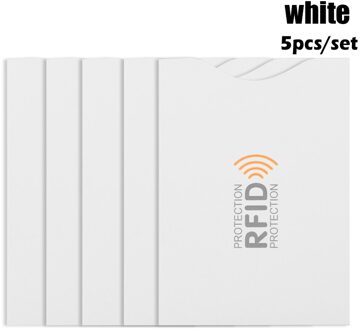 5Pcs Anti Rfid Blocking Reader Lock Kaarthouder Id Bank Card Case Protector Aluminium Metal Smart Anti-Diefstal credit Kaarthouder A-wit