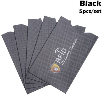 5Pcs Anti Rfid Blocking Reader Lock Kaarthouder Id Bank Card Case Protector Aluminium Metal Smart Anti-Diefstal credit Kaarthouder zwart
