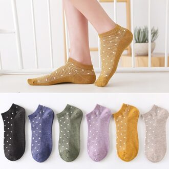 5Pcs Antislip Comfortabele Sokken Vrouwelijke Onzichtbare Zomer Ademend Katoen Slipper Kleur Boot Sokken Vrouwen Siliconen Dots gemengd
