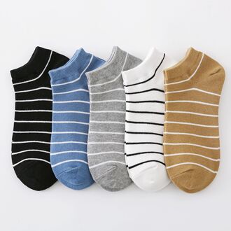 5Pcs Antislip Comfortabele Sokken Vrouwelijke Onzichtbare Zomer Ademend Katoen Slipper Kleur Boot Sokken Vrouwen Siliconen gestreept gemengd