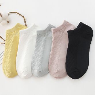 5Pcs Antislip Comfortabele Sokken Vrouwelijke Onzichtbare Zomer Ademend Katoen Slipper Kleur Boot Sokken Vrouwen Siliconen Solid gemengd