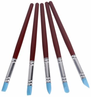 5Pcs Art Craft Klei Aardewerk Gereedschap Modeling Sculptuur Beeldhouwen Carver Carving Gereedschap Pen Siliconen Fondant Vormgeven Pen Borstel