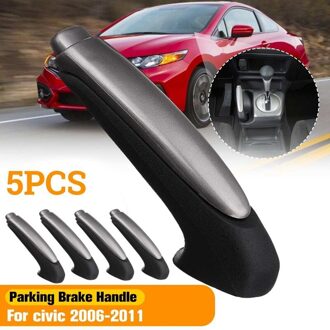 5Pcs Auto Handgreep Covers Parkeren Handrem Handvat Mouw Protector Interieur Accessoires Voor Honda Civic 2006