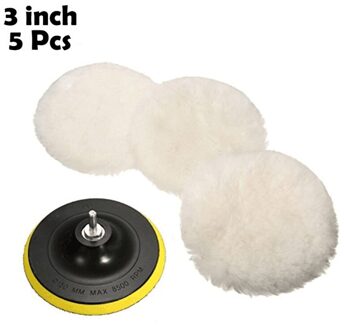 5Pcs Auto Polijsten Pad 3/4Inch Wol Polijstschijf Auto Spons Polijsten Schijven Kit Voor Auto Polijstmachine boor Adapter Auto Detaillering Bruin
