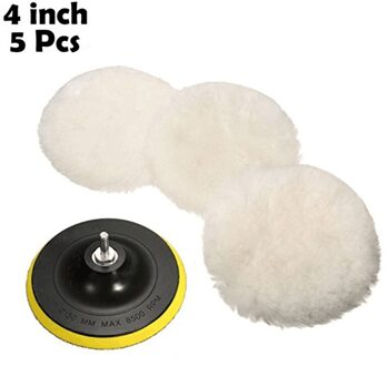 5Pcs Auto Polijsten Pad 3/4Inch Wol Polijstschijf Auto Spons Polijsten Schijven Kit Voor Auto Polijstmachine boor Adapter Auto Detaillering Goud