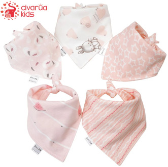 5pcs Baby Bibs Cotton Bandana Bibs Baby Feeding Infant Teething Bibs Cartoon Saliva Towel Baby Eating Accessory Baby Stuff