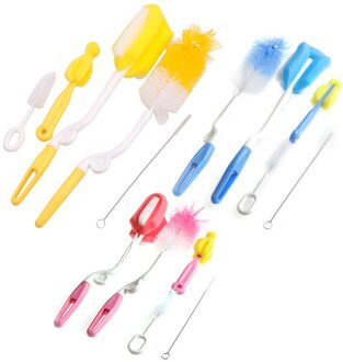 5Pcs Baby Melk Zuigfles Borstel Handly Draagbare Nylon En Spons Buis Cleaner