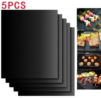 5Pcs Bbq Gereedschap Zomer Accessoires Grill Mat Non-stick Herbruikbare Liners Oven Grill Folie Barbecue Liner Mat 5 stk