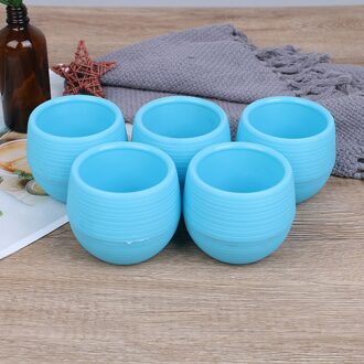 5Pcs Bloempotten Mini Ronde Plastic Bloempot Kwekerij Bloempot Bonsai Planter Nursery Home Decor Blauw