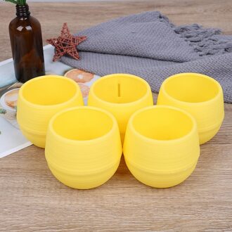 5Pcs Bloempotten Mini Ronde Plastic Bloempot Kwekerij Bloempot Bonsai Planter Nursery Home Decor geel