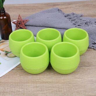 5Pcs Bloempotten Mini Ronde Plastic Bloempot Kwekerij Bloempot Bonsai Planter Nursery Home Decor groen