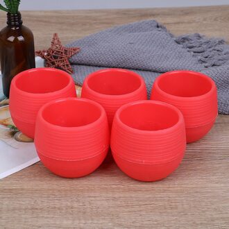 5Pcs Bloempotten Mini Ronde Plastic Bloempot Kwekerij Bloempot Bonsai Planter Nursery Home Decor Rood