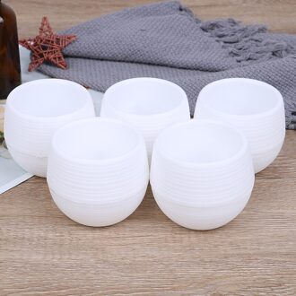 5Pcs Bloempotten Mini Ronde Plastic Bloempot Kwekerij Bloempot Bonsai Planter Nursery Home Decor wit