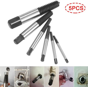 5pcs Bolt Screw Remover Broken Extractor Kit EZ Easy Outs Out Stud Reverse Thread Tools