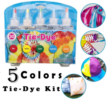 5Pcs/bottles Colorful DIY Permanent Tulip One Step Tie-dye Kit Vibrant Fabric Textile Paints Craft Tie Dye Kit Sets Dropshipping