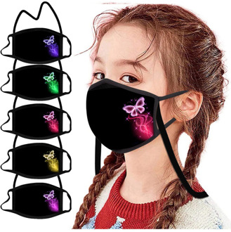5Pcs Butterfly Print Children's Masks Reusable Breathable Mask Cloth Mouth Caps Protective Face Mask Washable Mouth Mask masques