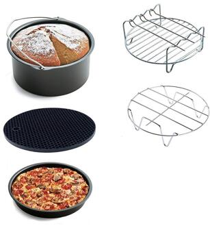 5Pcs Cake Mand Pizza Pan Air Friteuse Accessoires Bakken 6 Inch Taart Mand Pizza Pan Grill Keuken Gereedschap Diepe gadget Voor Thuis