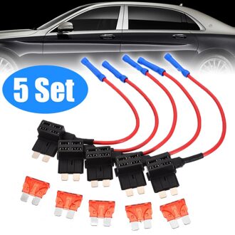 5pcs Car Fuse Tap Holder 10AMP Add A Circuit Standard Blade Fuse Tap Holder with 5 ATO ATC Blade Fuses Car Accessories