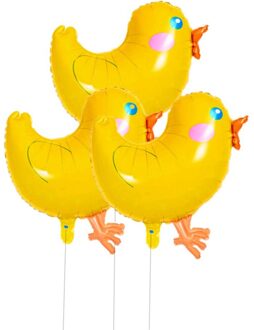 5Pcs Cartoon Folie Ballonnen Mooie Grote Gele Kippen Patroon Mylar Helium Ballonnen Decors Voor Verjaardagsfeestje Fetival Bruiloft (