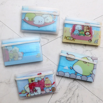 5Pcs Cartoon Little Animals Portable PVC Mask Clips Disposable Face Mask Storage Case Container Foldable Recycling Mask Holder