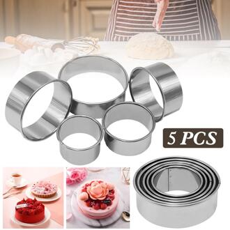5Pcs Cookie Cutter Mold Set Rvs Cirkel Ronde Vorm Biscuit Cake Fondant Mould Keuken Diy Bakken Gebak Cake gereedschap