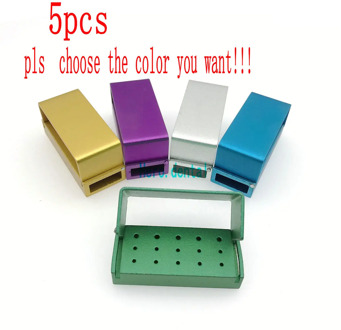 5pcs Dental Bur Burs Holder Block Disinfection Box Autoclave 15 Hole ALUMINIUM