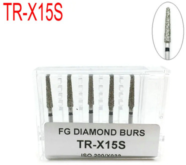 5pcs Dental High Speed Burs Diamond Burs Polishing Tooth Preparation bur for High Speed Handpiece Turbine TR-X15S