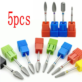 5pcs Dental Tungsten Carbide Burs Nail Drill Bits Nail CutterNail Art Manicure Tools 2.35mm Shank Dental Lab Rotary Tool