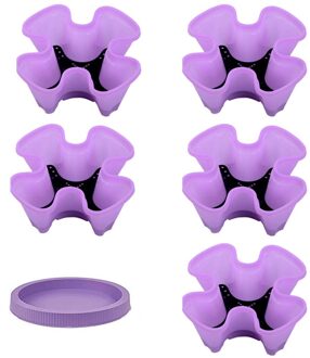 5Pcs Dimensionale Drie-Bloemblaadje Bloempot Aardbei Bekken Multi-layer Bovenop Teelt Pot Groente Fruit Planten Pot Paars