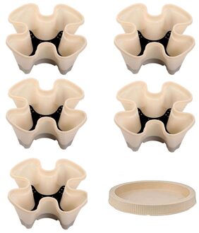 5Pcs Dimensionale Drie-Bloemblaadje Bloempot Aardbei Bekken Multi-layer Bovenop Teelt Pot Groente Fruit Planten Pot wit