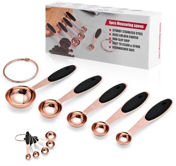 5Pcs Diy Cake Meten Lepel Set Lepel Keuken Gereedschap Bakken Tool Rose Goud Roestvrij Staal Meten Lepel