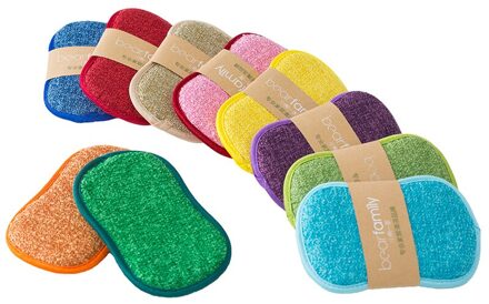 5Pcs Dubbelzijdig Schuursponsje Super Fijne Vezel Zachte Antibacteriële Water Absorptie Herbruikbare Spons Keuken Accessoires