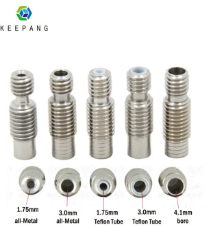 5Pcs Extruder 3D printer E3D V6 Throat HeatBreak Hotend Throat 1.75 or 3.0mm Filament With PTFE All-Metal Feeding Tube Pipes