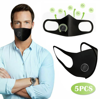5Pcs Face Cover masks Adult Fabric Breathable Half Face Reuse Mask For Cycling Outdoor Sport Essential mascarilla with Air Valve