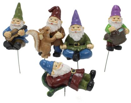 5Pcs Fairy Tuin Miniatuur Gnomes Miniatuur Ornamenten Set Mini Dwerg Bonfire Standbeelden Voor Planter Bloempot Yard Decor Sculptuur