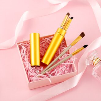 5Pcs Flazea Make Up Gereedschap Eye Make-Up Kwasten Set Professionele Reizen Make Up Kwasten Set Oogschaduw Make-Up Kwasten Make-Up borstel goud