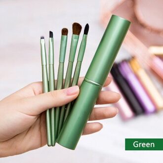 5Pcs Flazea Make Up Gereedschap Eye Make-Up Kwasten Set Professionele Reizen Make Up Kwasten Set Oogschaduw Make-Up Kwasten Make-Up borstel groen